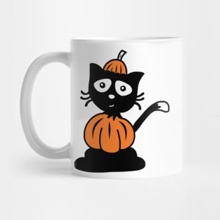 Black Cat Halloween Pumpkin Costume Mug